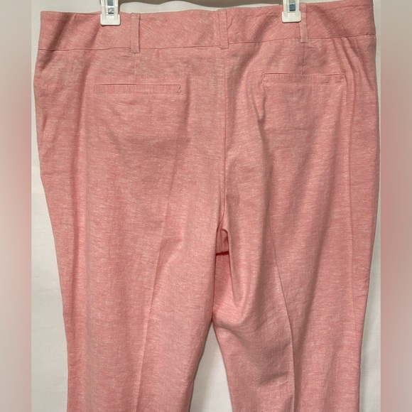 NY & Co 7th Ave Design Studio Capri Pink Linen Blend Crop Straight Pants Sz 16 - Picture 5 of 14